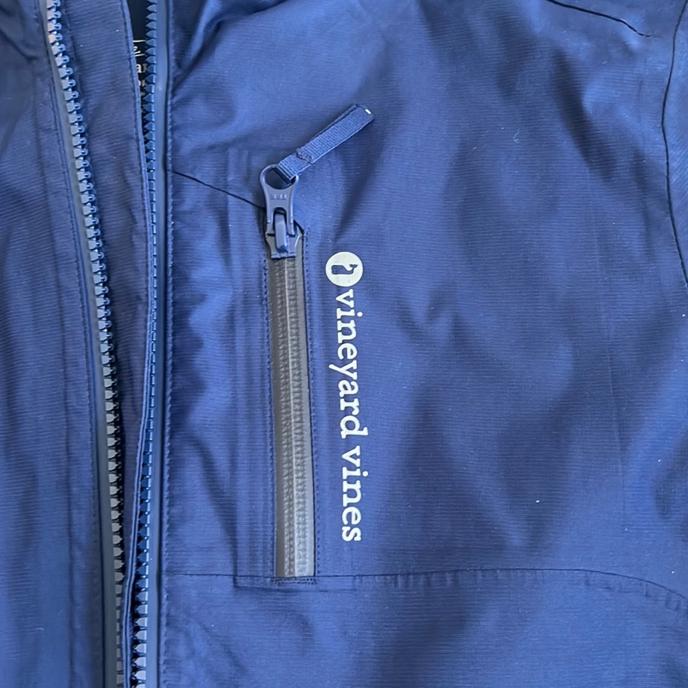Boys Vineyard Vines windbreaker. Navy zip up with hood worn once.